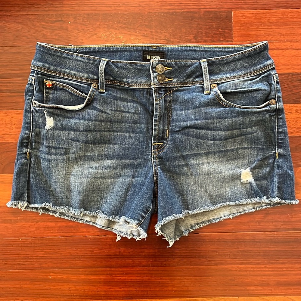 Hudson Jeans Blue Distressed Women Shorts